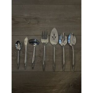 7 PCs International Silver INS88‎ Stainless IS Rose Tip Serving Set Spoon Fork